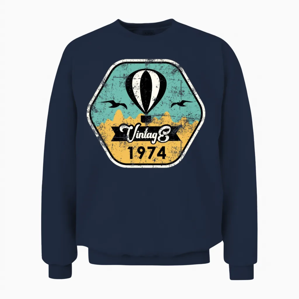 1974 Vintage 50th Birthday Unisex Sweatshirt in Navy