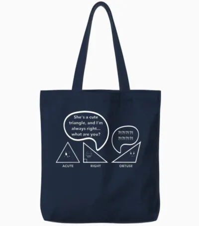 Math Jokes, Nerdy Humor, I'm Always Right Math Pun Tote Bags - Navy