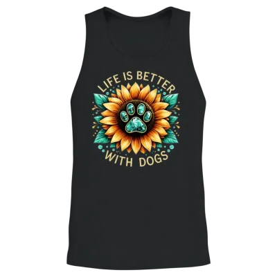 Dog Lover Life Is Better with Dogs Unisex Tank Top - Black