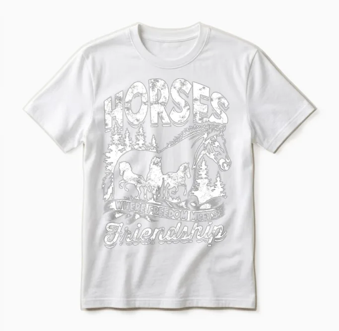 Horses: Where Freedom Meets Friendship - Horse Unisex T-Shirt in White