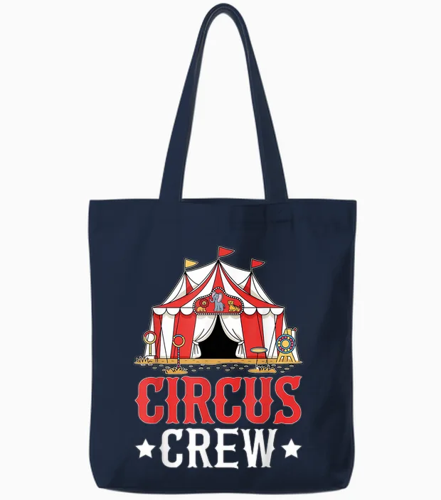 Circus Crew Carnival Costume Funny Circus Event Clown T-Shirt, Black Tote Bags in Navy