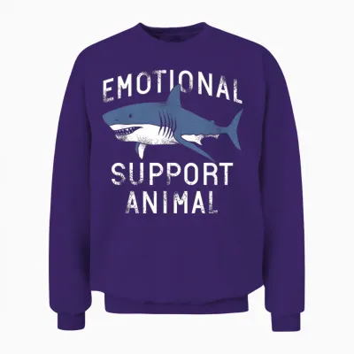 Emotional Support Animal Funny Scary Shark Pun Humor Shark Unisex Sweatshirt - Purple