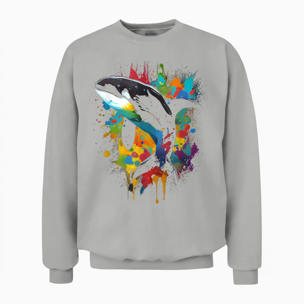 Orca Whale Fish Favourite Animal Fan Orca Best Whale T-Shirt, Black Unisex Sweatshirt in Ash