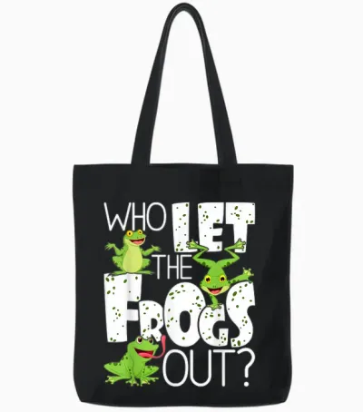 Who Let the Frogs Out - Funny Amphibian Lover Frog Owner T-Shirt Small Tote Bags - Black