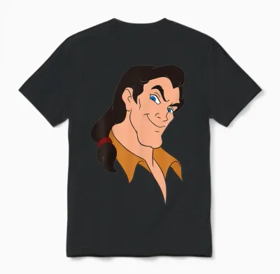Disney Villains Gaston Beauty and the Beast Big Face Costume Unisex T-Shirt - Black