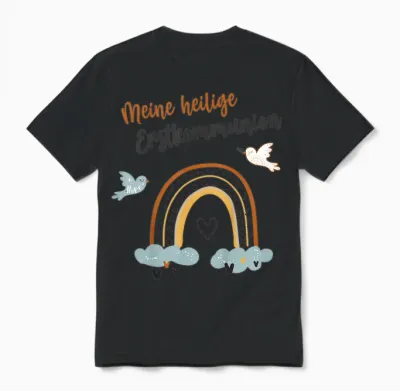 Meine Erstkommunion Friedenstaube Kommunion Regenbogen Unisex T-Shirt - Black