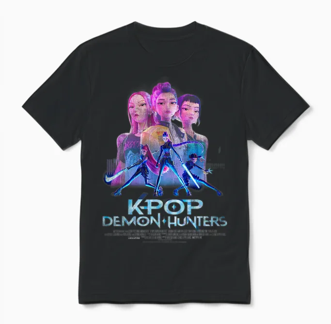 Kpop Demon Hunters Huntrix Billboard Officially Licensed Unisex T-Shirt in Black