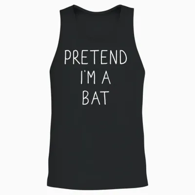 Pretend I'm a Bat Funny Lazy Easy Diy Halloween Costume Unisex Tank Top - Black