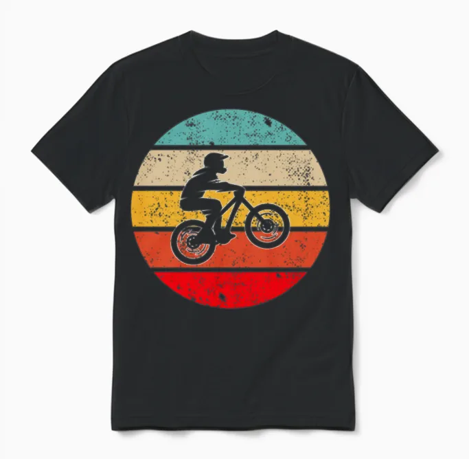 Mountainbike Retro Unisex T-Shirt in Black