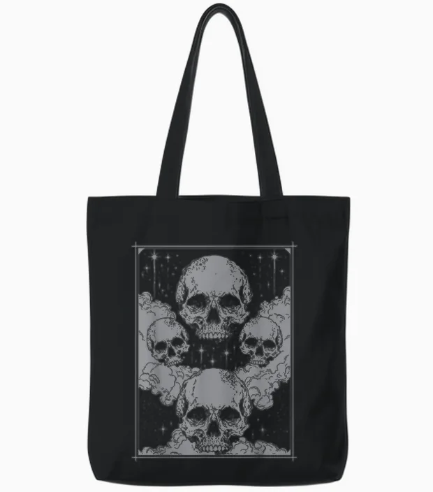 Gothic Schädel Hexe Okkult Magie Mystisch Mond Horror Dunkel Tote Bags in Black