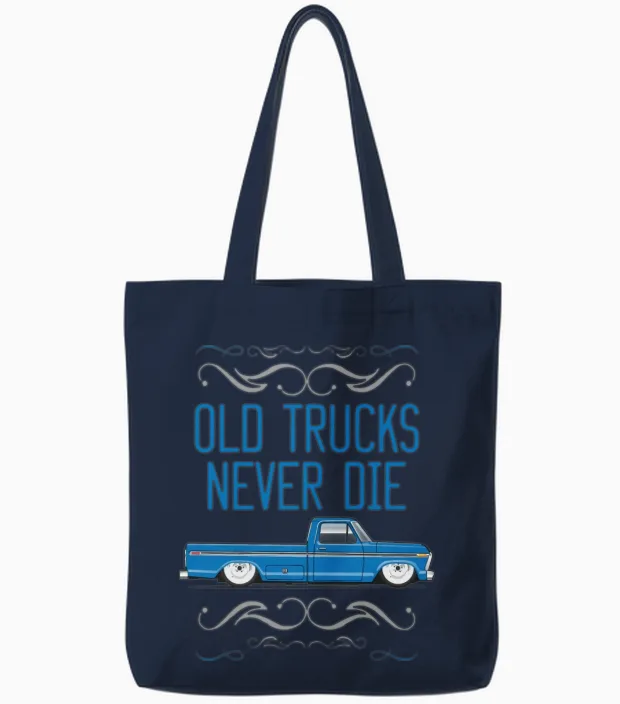 Keep on Truckin Bahama Blue Tote Bags in Navy