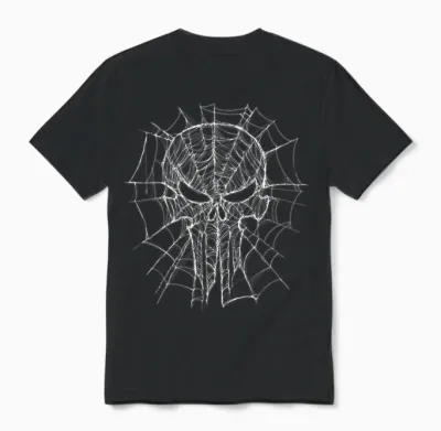 Marvel Studios Spider-Man: Bnd Movie 2026 Punisher Skull Web Unisex T-Shirt - Black