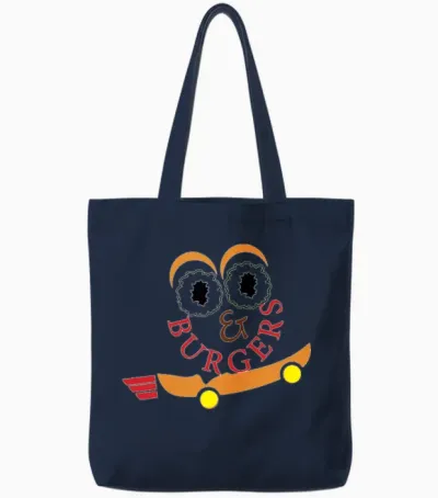 Burgers Fast Food Tote Bags - Navy