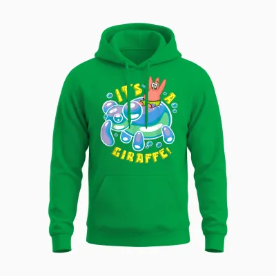 Mademark X Spongebob Squarepants - Spongebob Its a Giraffe Patrick Star Riding Balloon Giraffe Unisex Hoodie - Irish Green