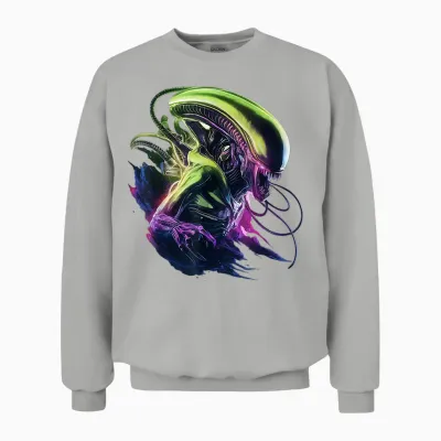 Alien 45th Anniversary Classic Xenomorph Graphic Novel Art T-Shirt, Black, S Unisex Sweatshirt - Ash