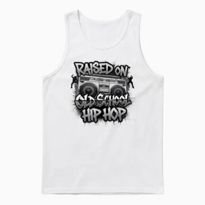 Hiphop Gift Rapper Boys Music Freestyle Beatbox T-Shirt, Black Unisex Tank Top - White