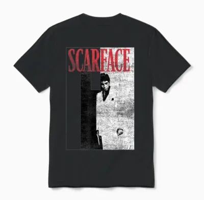 Scarface Distressed T-Shirt Movie Poster Photo, Black, S Unisex T-Shirt - Black