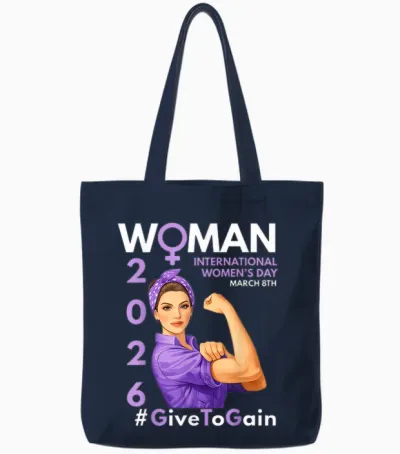 International Women’s Day 2026 Give to Gain March 8 Women Tote Bags - Navy