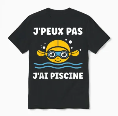 Funny Swimming Quote Je Peux Pas J'ai Piscine Unisex T-Shirt - Black