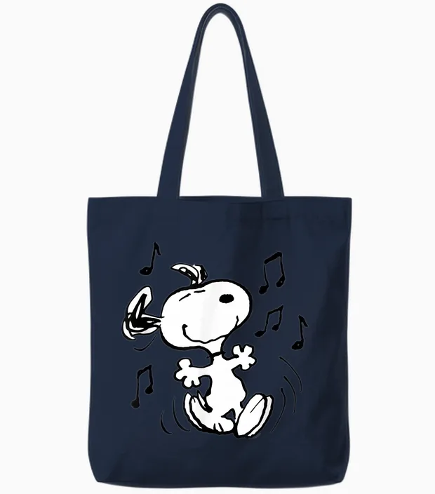 Peanuts - Snoopy Dancing T-Shirt, Blue Tote Bags in Navy