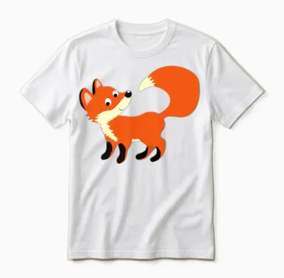 Smart Orange Fox in Simple Design Unisex T-Shirt - White