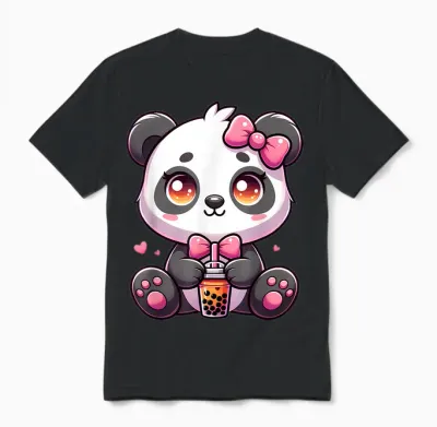 Cute Kawaii Panda Bubble Tea Kawaii Anime Kawaii Cute Panda Unisex T-Shirt - Black