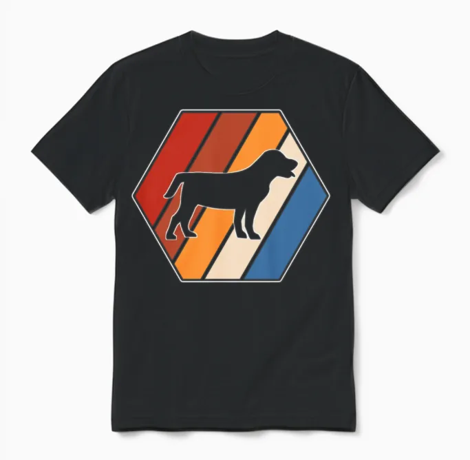 Dog Retro Lovers Gift Unisex T-Shirt in Black