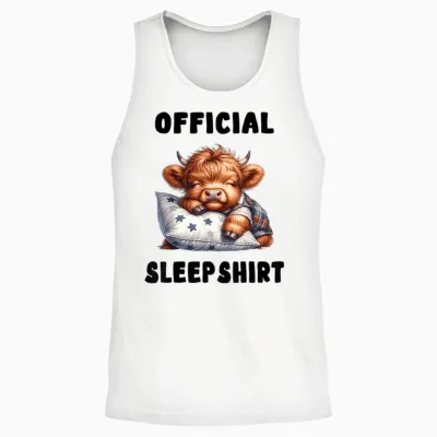 Highland Cow - Official Sleepshirt Pajamas Nightgown Unisex Tank Top - White