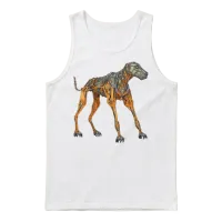 Doberman Cyborg Dog in Orange Unisex Tank Top - White – 1