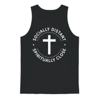 Social Distancing Spiritually Close Faith Unisex Tank Top - Black – 1