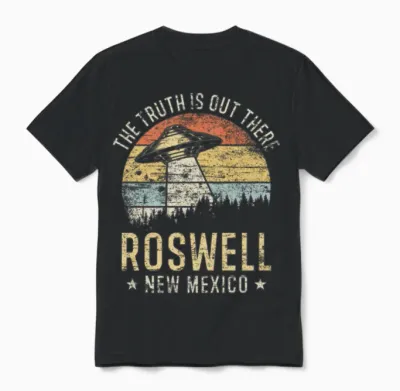 Roswell New Mexico Ufo Alien Unisex T-Shirt - Black