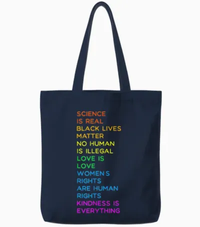 Science Is Real Blm Human Rights Lgbtq Pride Kindness Gift T-Shirt, Black, S Tote Bags - Navy