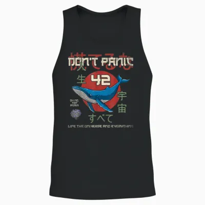 Japanisches Kunstleben Das Universum Und Alles Don't Panic 42 Unisex Tank Top - Black