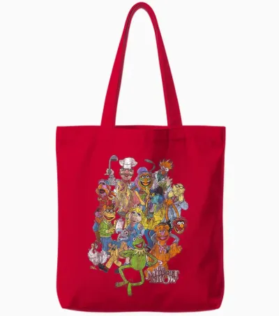 Disney the Muppets Main Characters Distressed Group Shot Tote Bags - Red