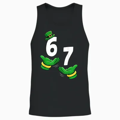 Six Seven 67 St Patricks Day 6 7 Shamrock Boys Kids 6-7 Meme Unisex Tank Top - Black