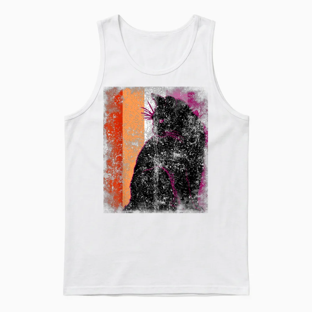 Subtle Lesbian Cat Funny Kitten Lgbt Lesbian Flag T-Shirt, Black Unisex Tank Top in White