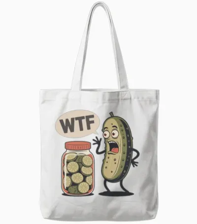 Funny Dill Pickle Tote Bags - White
