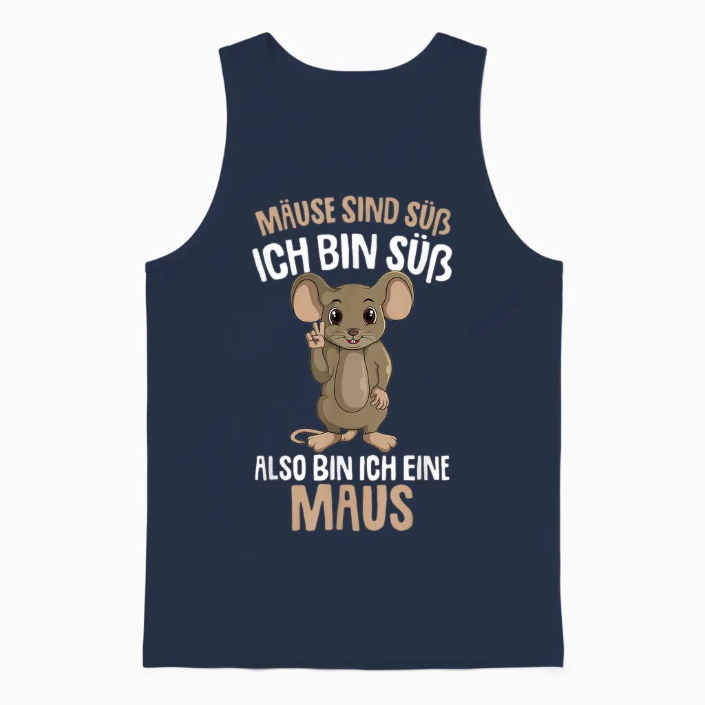 Mice Are Cute Women's Children's Girls Mouse T-Shirt, Black Unisex Tank Top in Navy