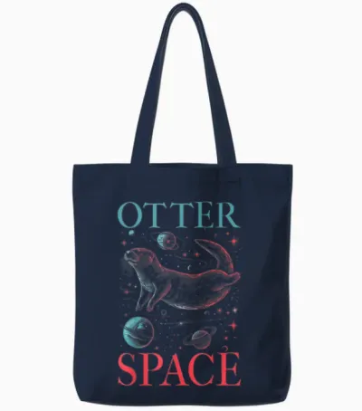 Otter Lover I'm from Otter Space Funny Sea Otter Word Game T-Shirt, Black Tote Bags - Navy