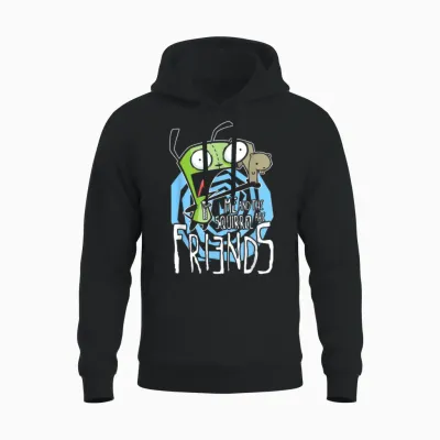 Invader Zim G.i.r Me and the Squirrel Are Friends Funny Logo Unisex Hoodie - Black