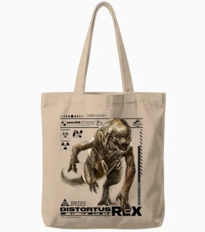 Jurassic World Rebirth Distortus Rex Ingen Species File Tote Bags - Natural