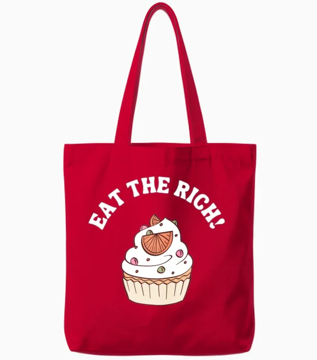 Eat the Rich Retro Socialist Tote Bags - Red