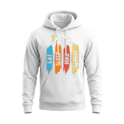 Eat Sleep Hike Repeat, Eat Sleep Hike Unisex Hoodie - White