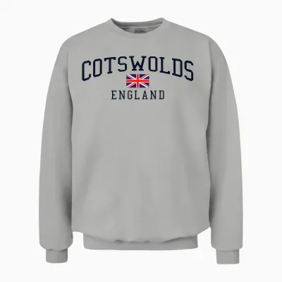 Cotswolds England Flag of Great Britain T-Shirt, Gray Unisex Sweatshirt - Ash