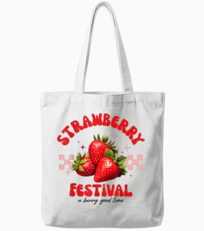 Strawberry Festival a Berry Good Time Strawberries Season Tote Bags - White