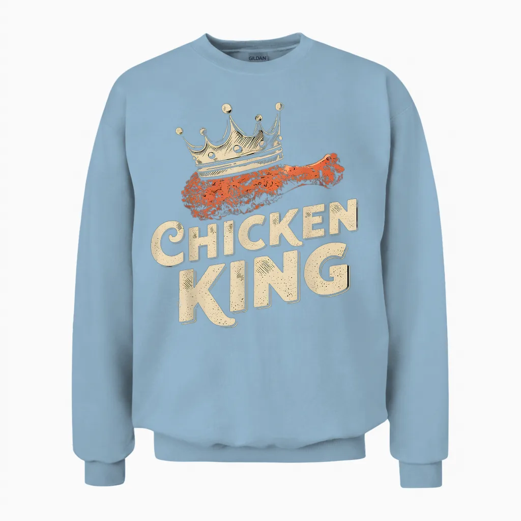 Fried Chicken Food Funny Fried Chicken King Cool Love Men's T-Shirt, Black, S Unisex Sweatshirt in Light Blue