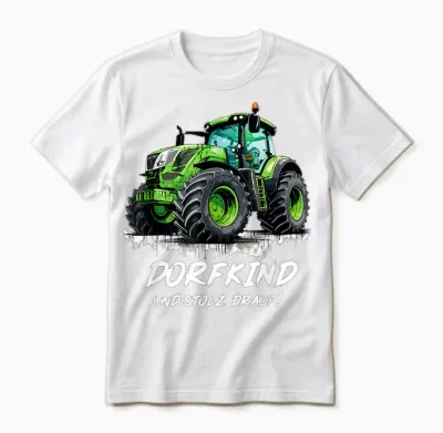 Dorfkind Traktor Design Landwirt & Bauern Trecker Geschenk Unisex T-Shirt - White