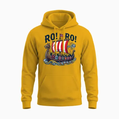 Ro Ro Norway Viking Ship Soccer Norwegian Fan Men Women Unisex Hoodie - Gold