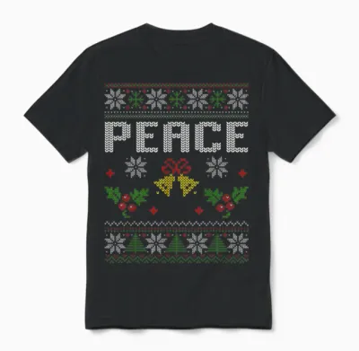 Peace I Come in Peace Couple Matching Ugly Christmas Unisex T-Shirt - Black