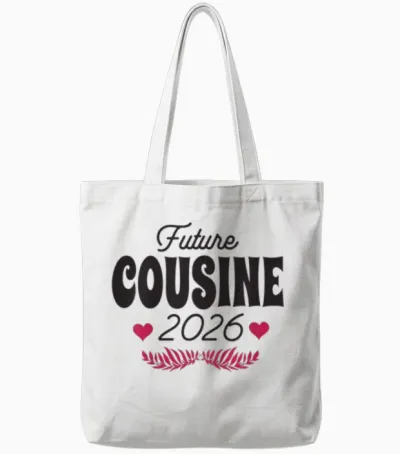 Future Cousine 2026 Pregnancy Announcement Tote Bags - White
